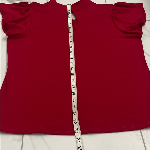 Adrianna Papell Blouse Flutter Sleeves Keyhole Front Mandarin Collar Size S - Picture 8 of 12